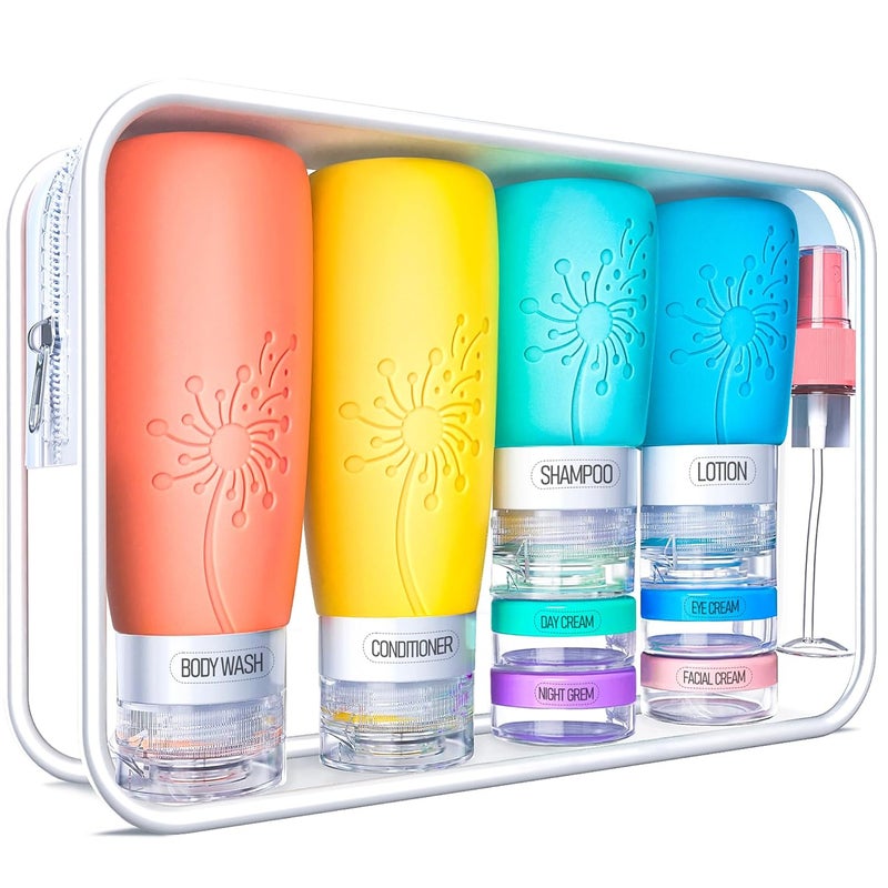 Vipop Empty 3 oz Travel Size Bottles Toiletries Containers for Toiletries Liquids，Small Silicone Mini Refillable Leak Proof TSA Approved Travel Bottles for Creams Shampoo and Conditioner Traveling - Image 1